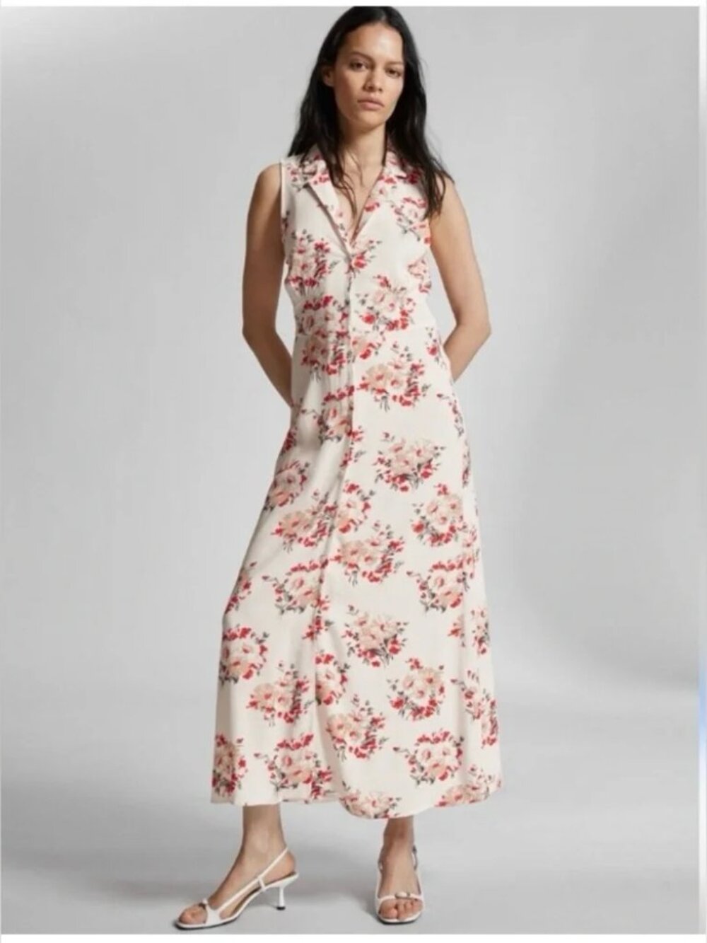 & other stories sleeveless floral button front dress (0)